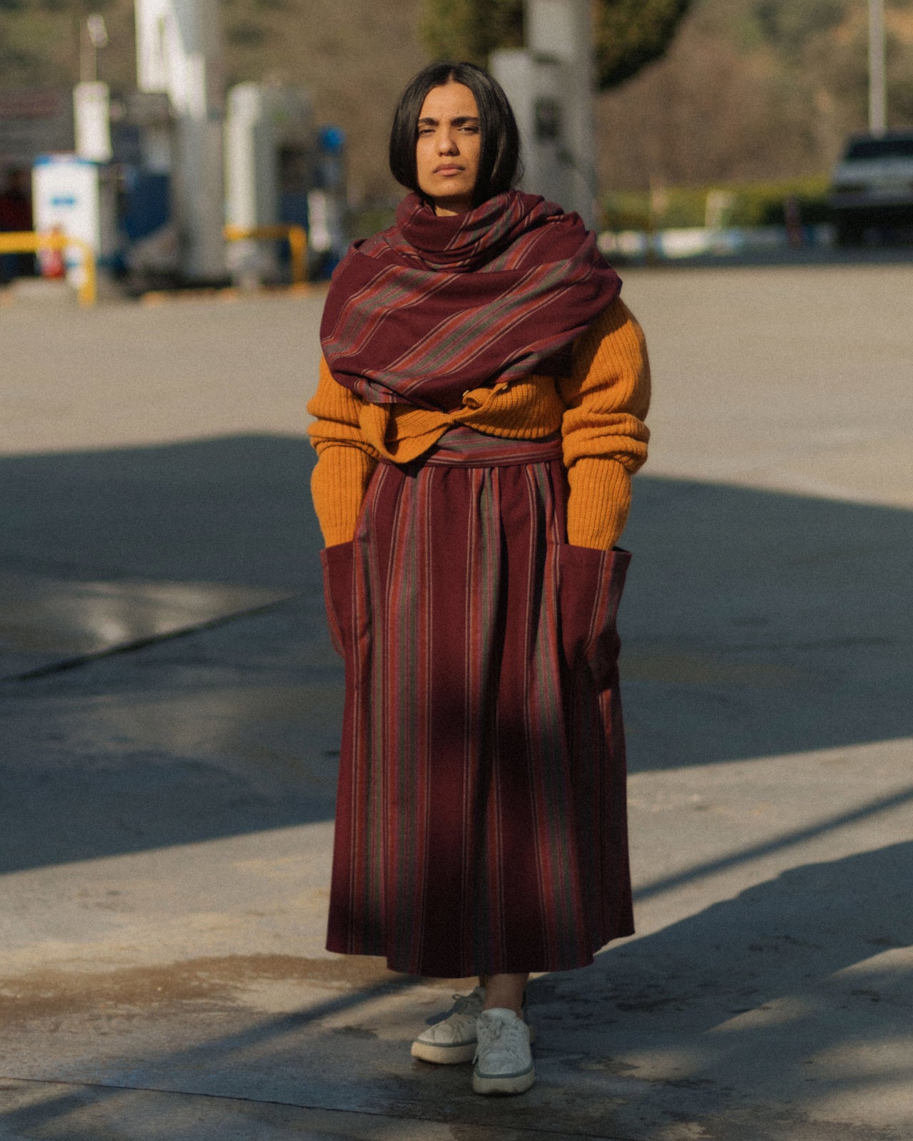 Snell Skirt - Organic Cotton Flannel - Maroon Stripe