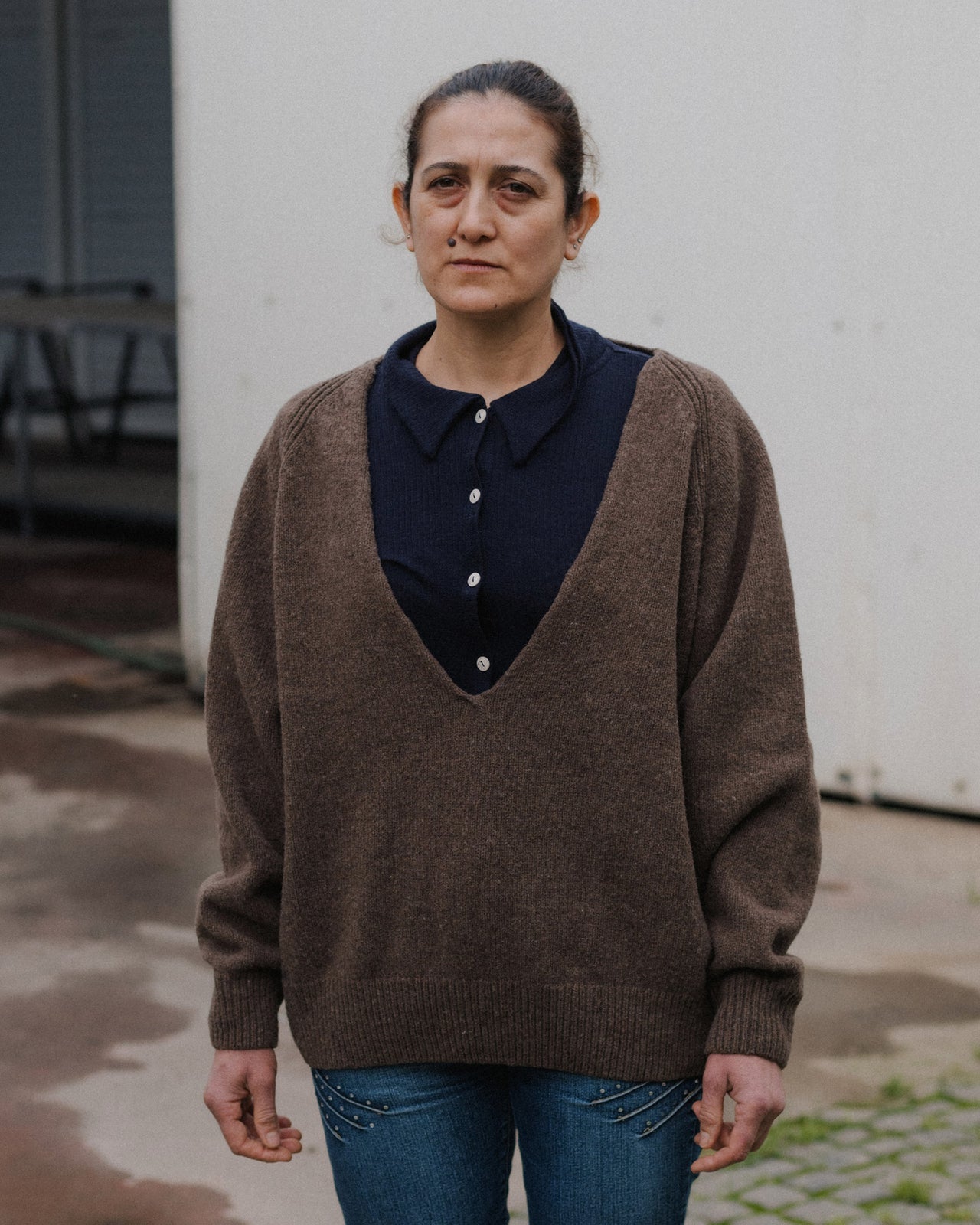 Soar V Neck - Arles Merino Wool - Burel Brown