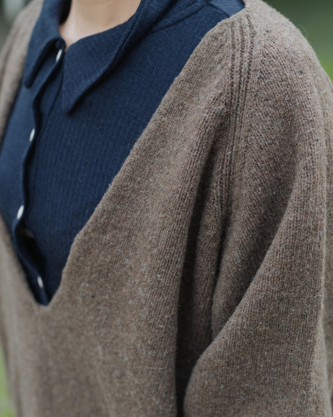 Soar V Neck - Arles Merino Wool - Burel Brown