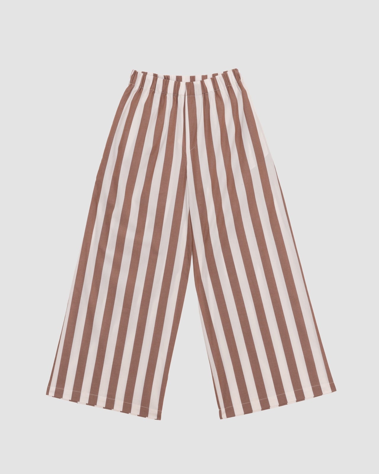 Stave Pants - Organic Cotton Poplin - Brown White Stripe