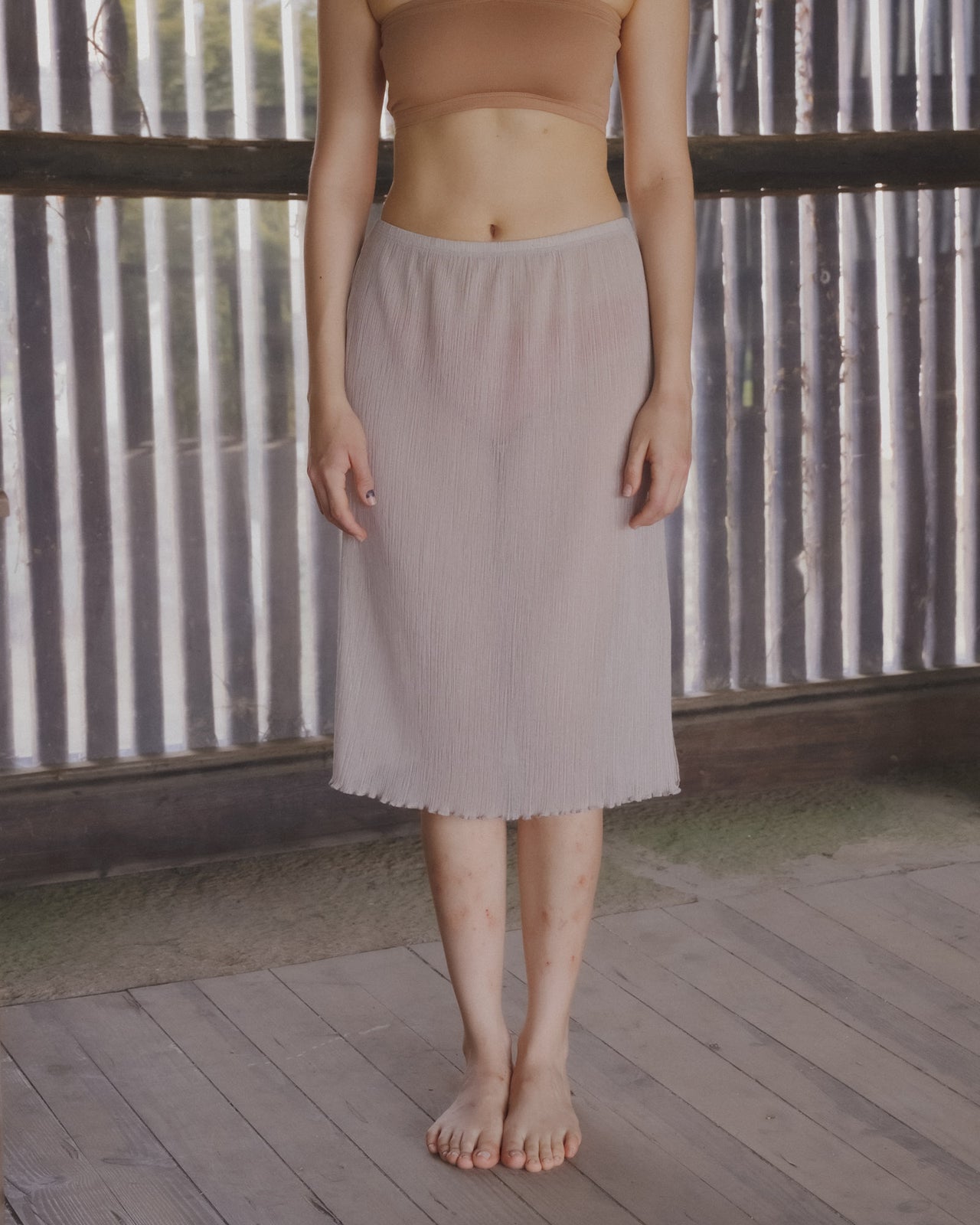 Sti Slip Skirt - Pleated Cotton Silk - Sylva Beige