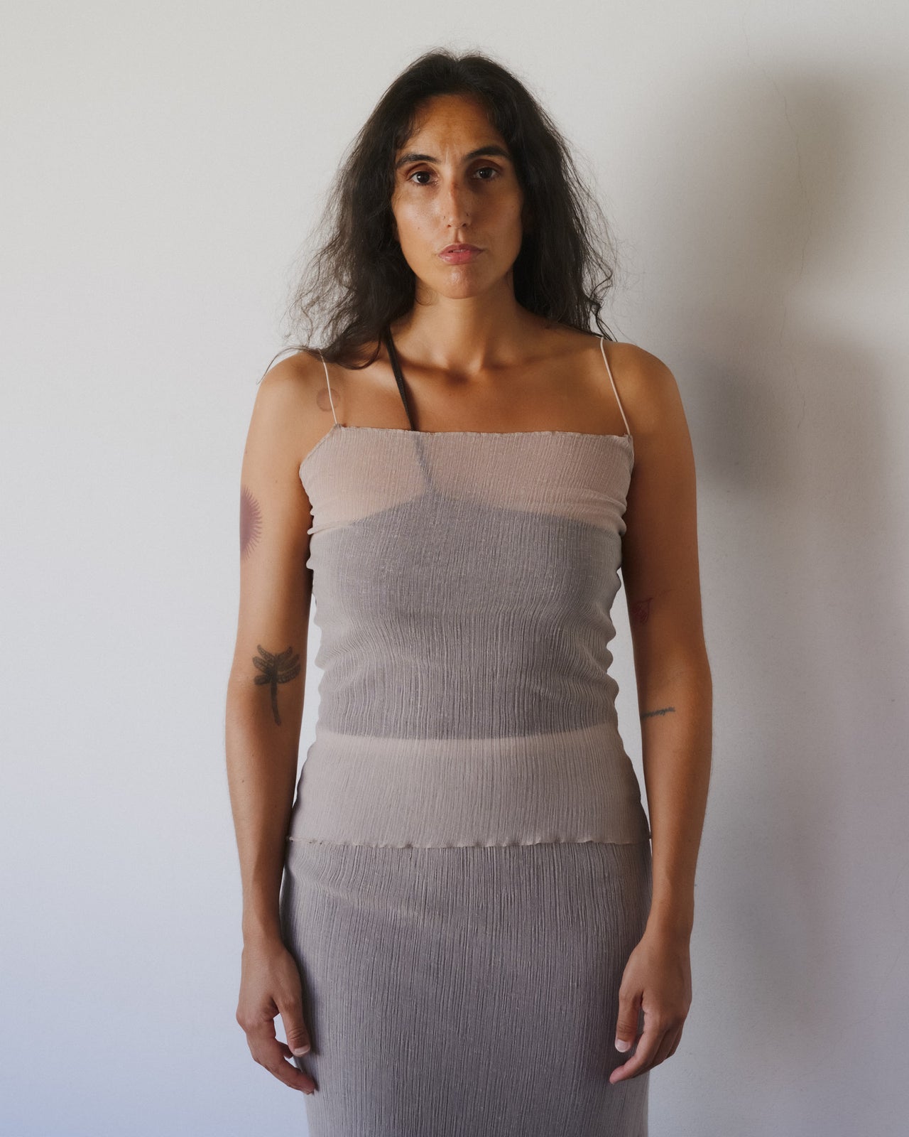 Sti Slip Top - Pleated Cotton Silk - Sylva Beige