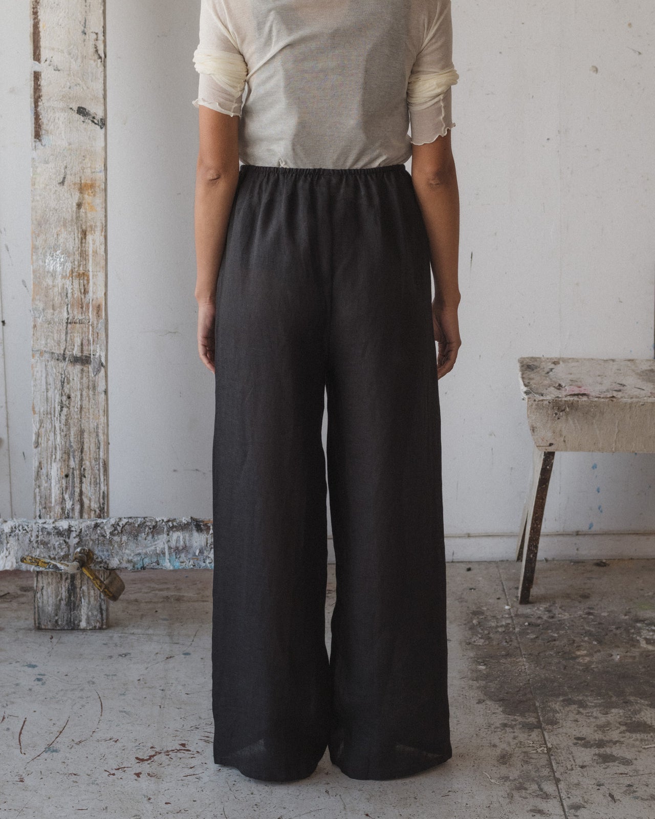 Stoa Pants - Sheer Linen - Black