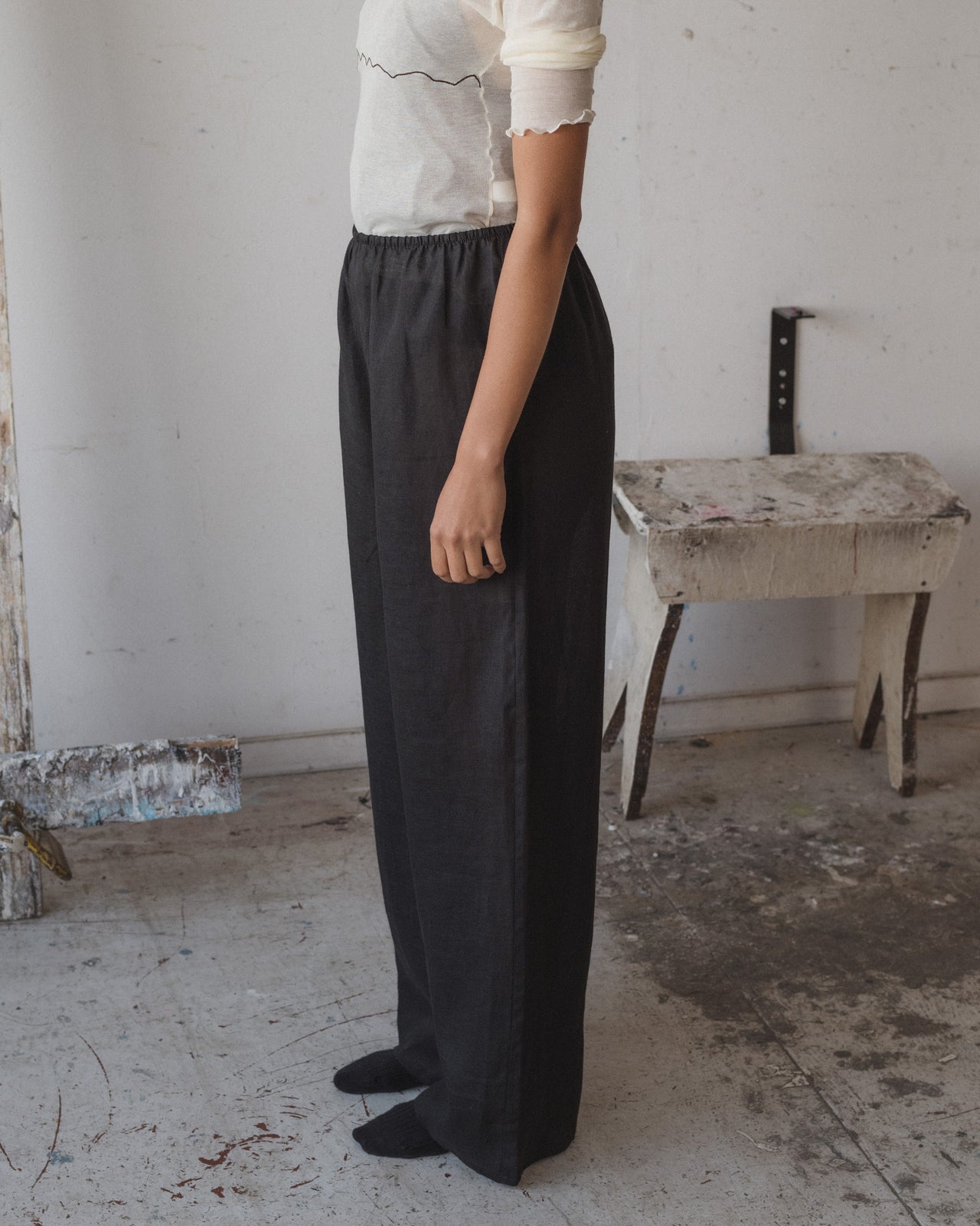 Stoa Pants - Sheer Linen - Black
