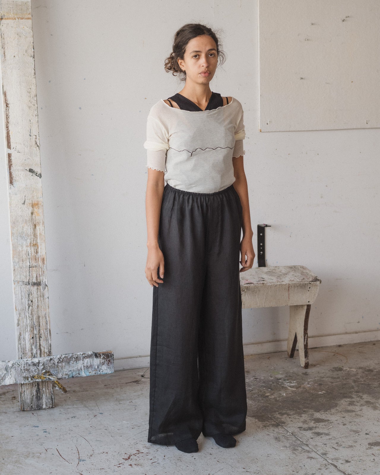 Stoa Pants - Sheer Linen - Black