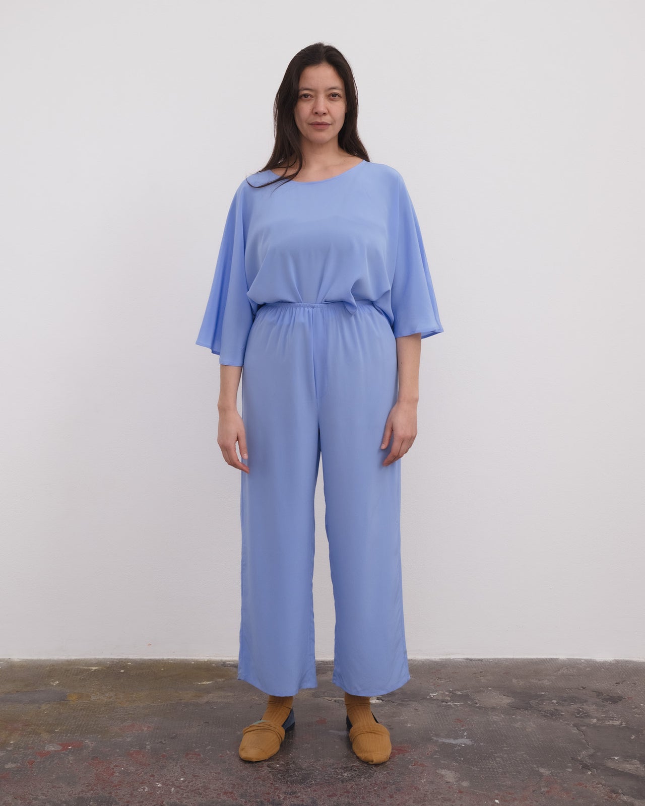 Stoa Pants - Silk Crepe - Calder Blue