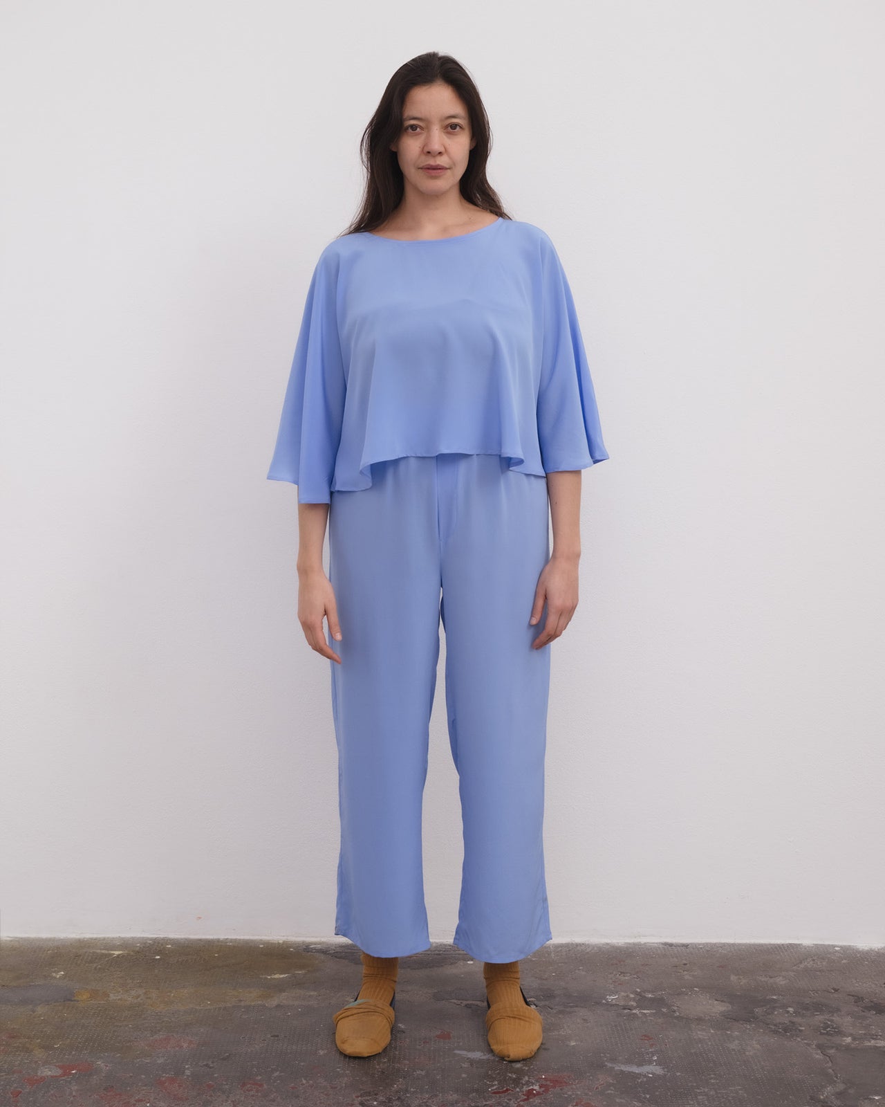 Stoa Pants - Silk Crepe - Calder Blue