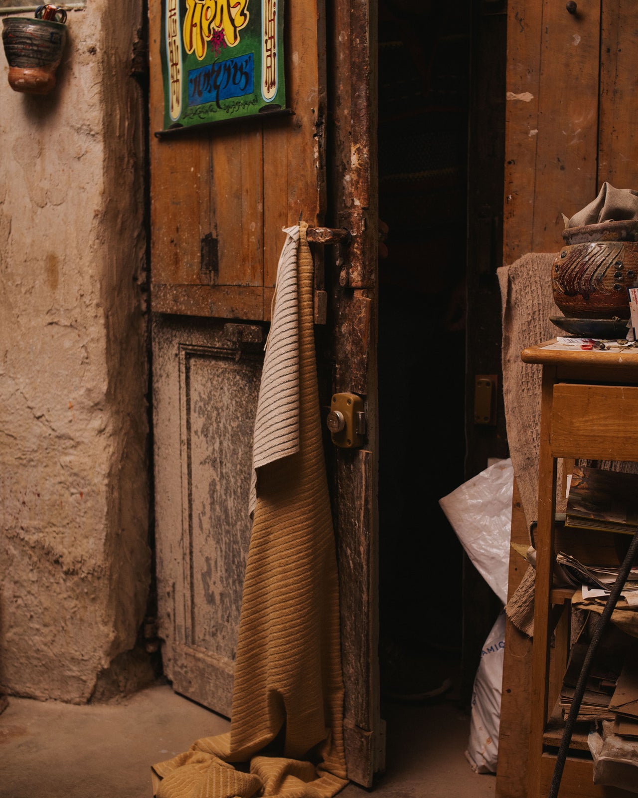 Storm Square Towel - Organic Cotton Terry - Black Stripe