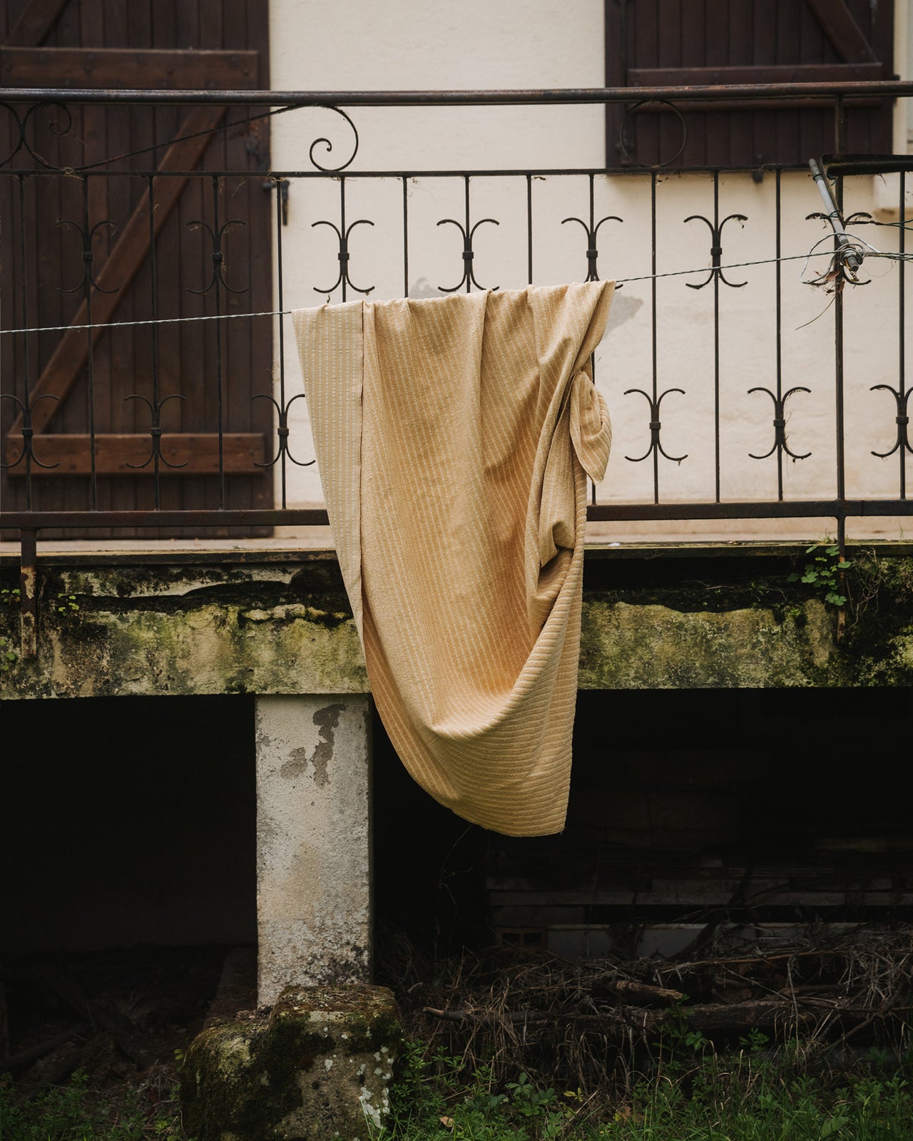 Storm Square Towel - Organic Cotton Terry - Brown Stripe