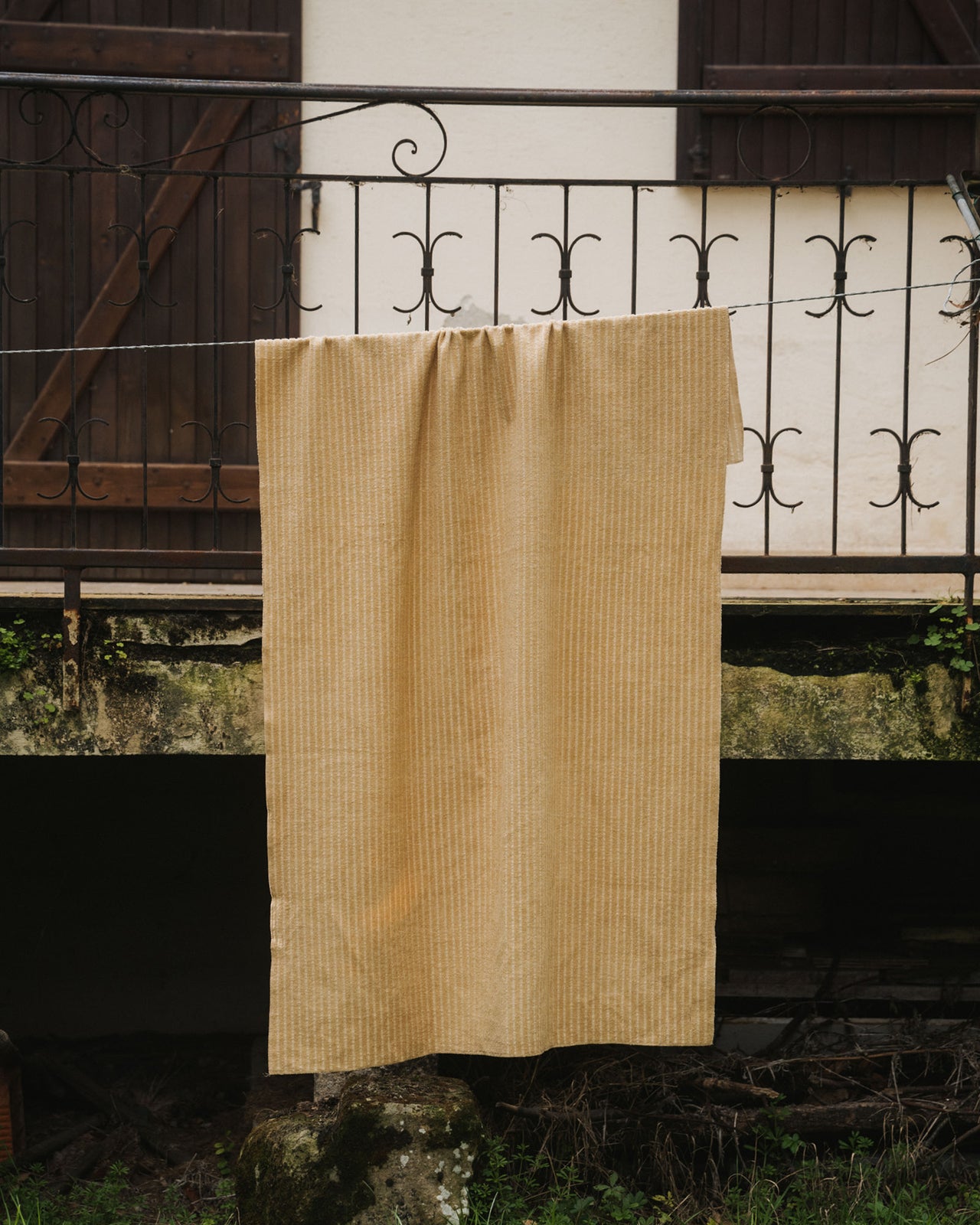 Storm Square Towel - Organic Cotton Terry - Brown Stripe