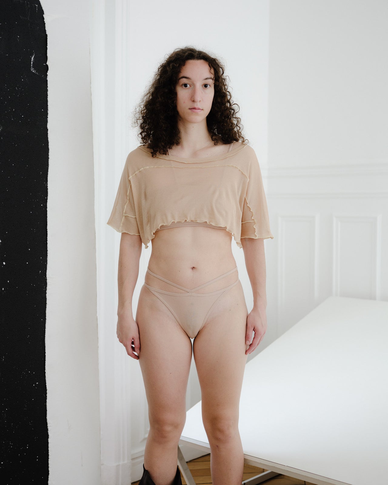 Sun Crop Tee Shirt - Cotton Gaze - Rosy Camel