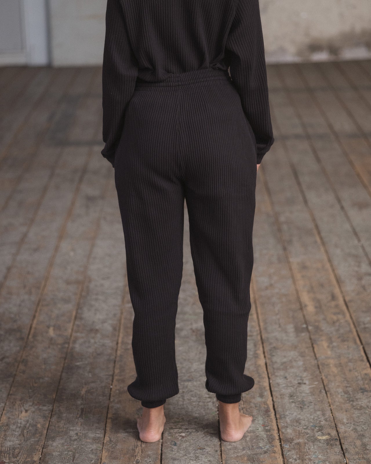 Sweat Pants - Fleece Rib - Black