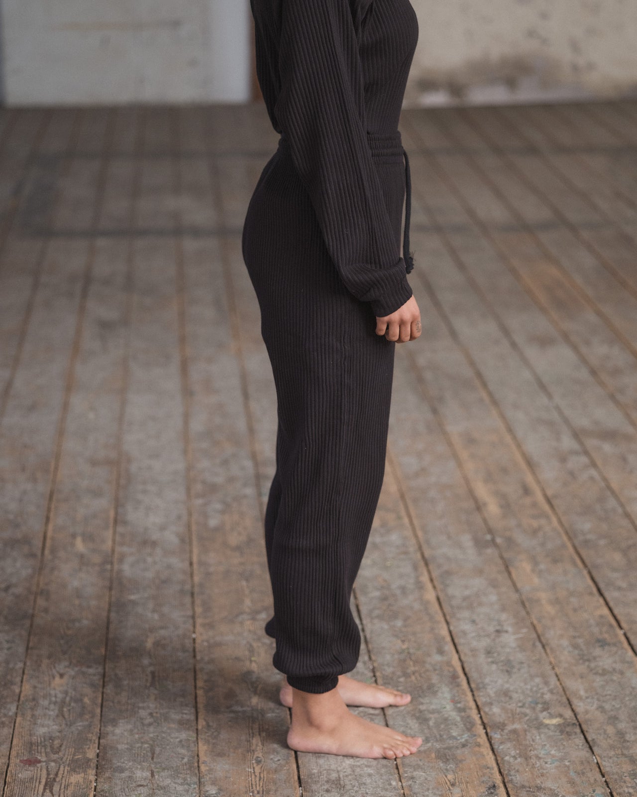 Sweat Pants - Fleece Rib - Black