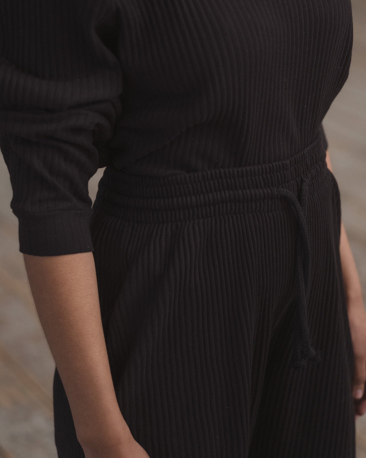 Sweat Pants - Fleece Rib - Black