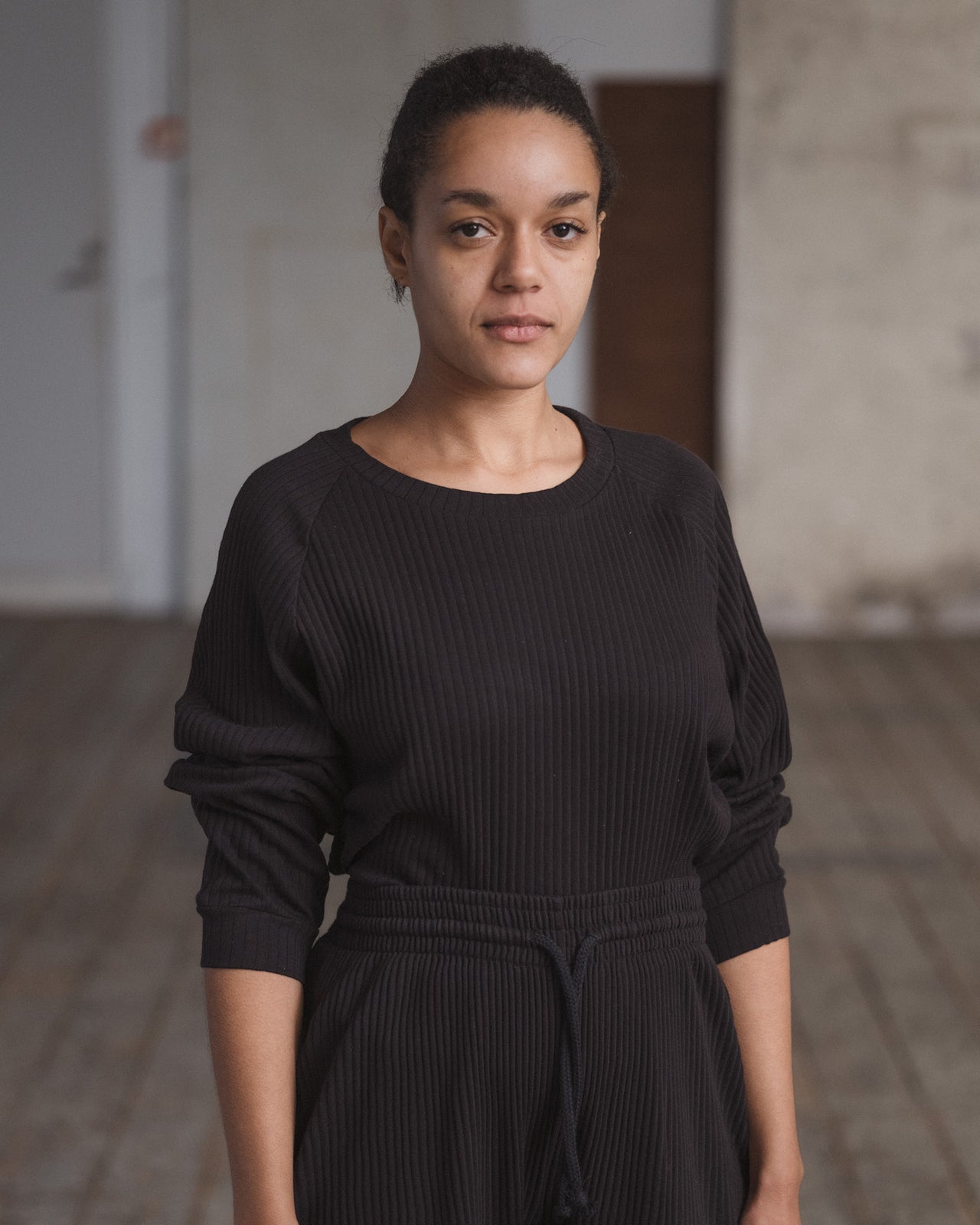 Sweat Pants - Fleece Rib - Black