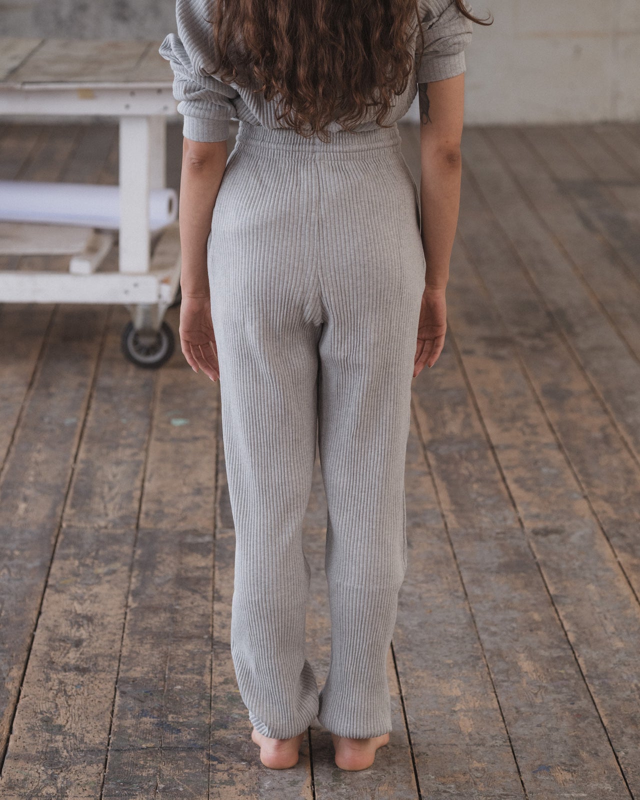 Sweat Pants - Fleece Rib - Grey Melange