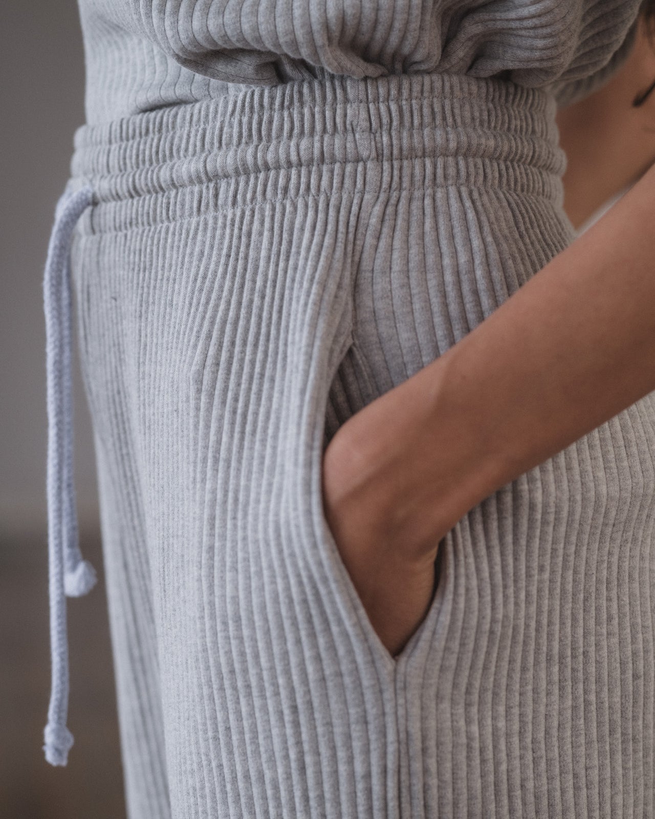 Sweat Pants - Fleece Rib - Grey Melange
