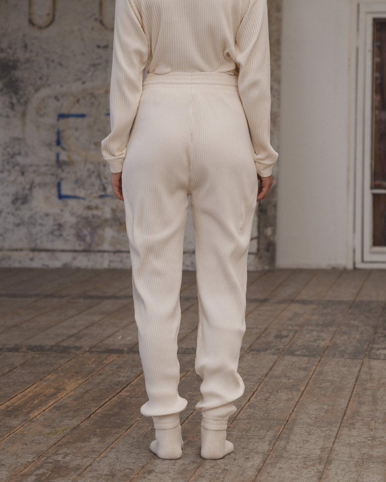 Sweat Pants - Fleece Rib - Off White
