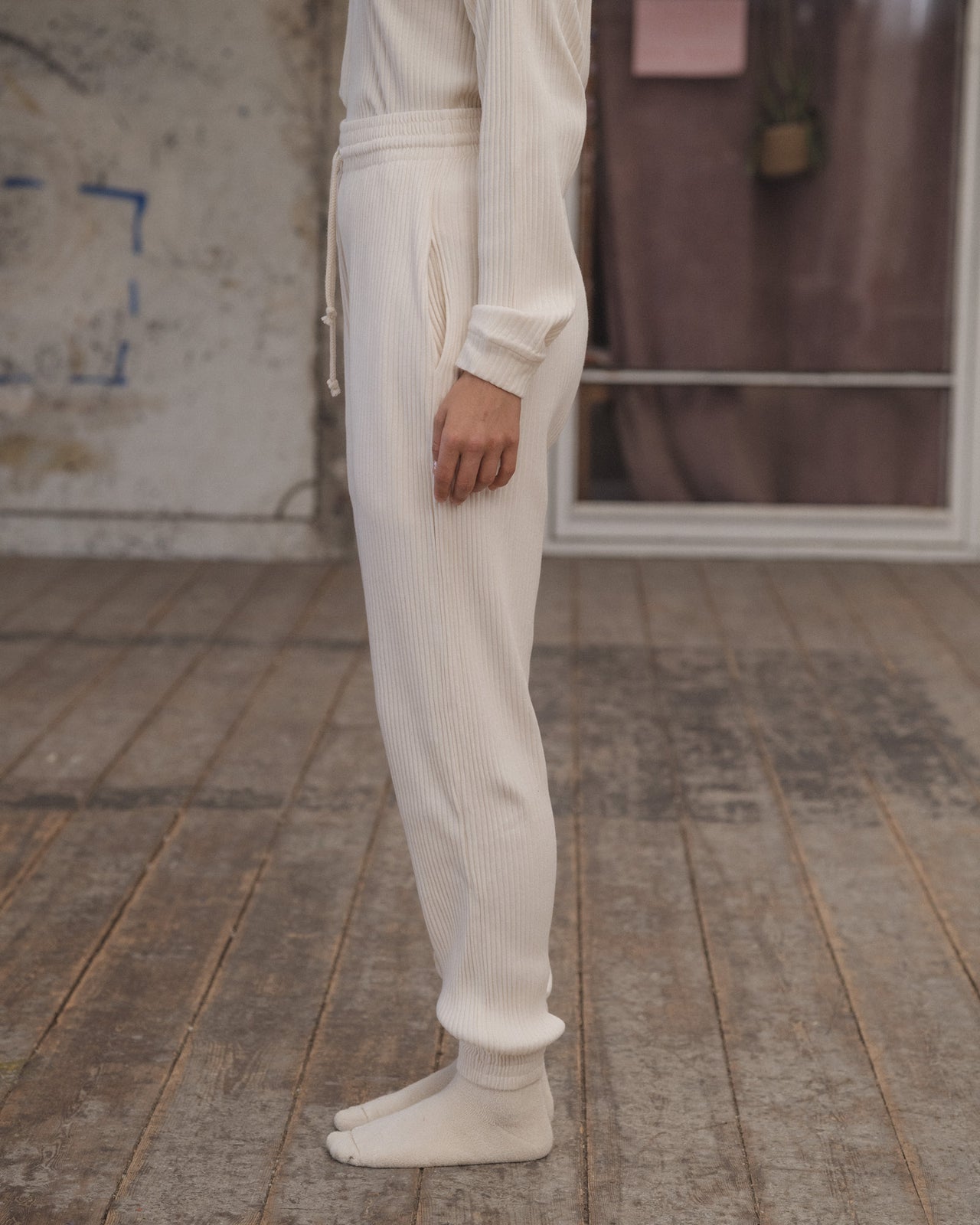 Sweat Pants - Fleece Rib - Off White