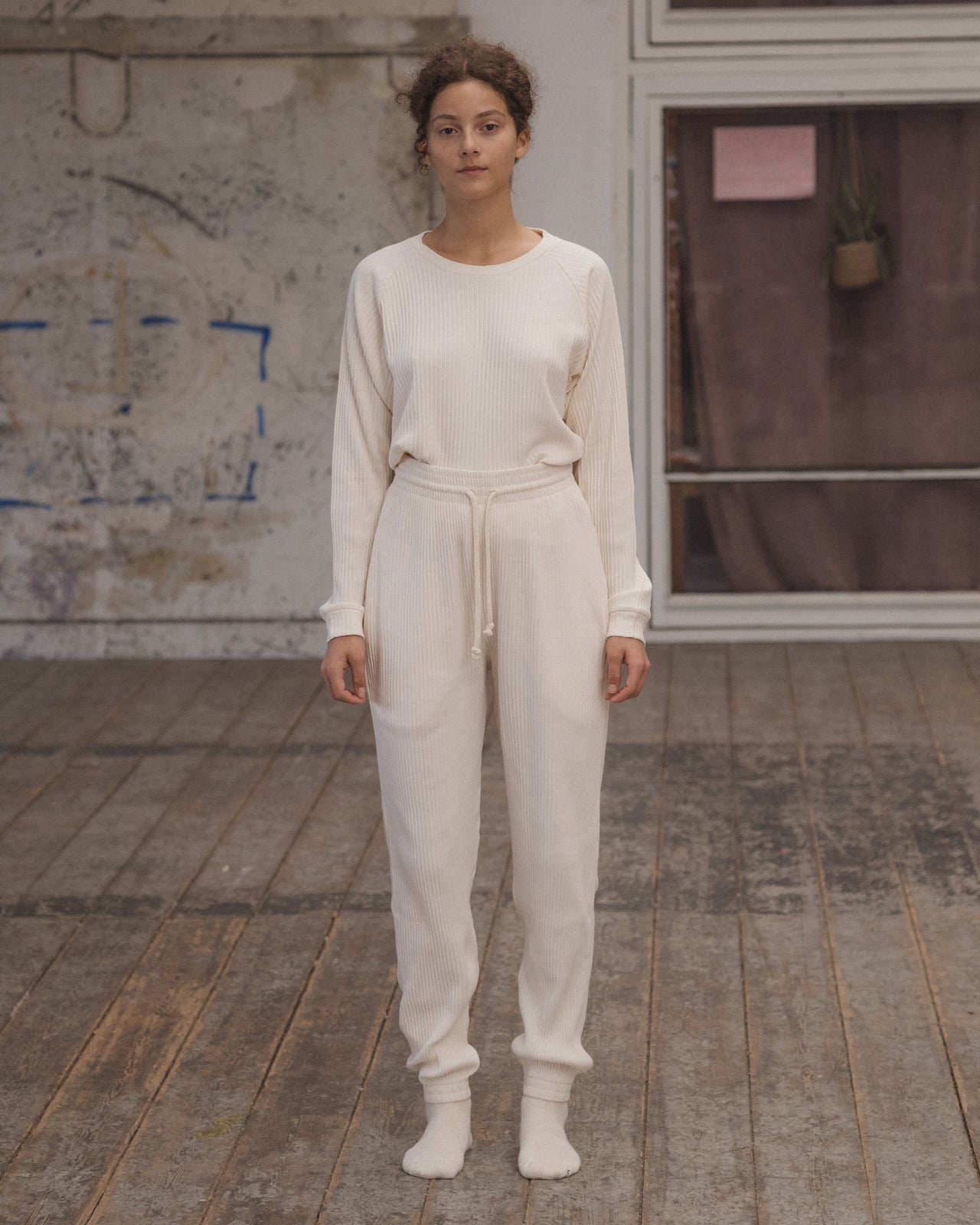 Sweat Pants - Fleece Rib - Off White