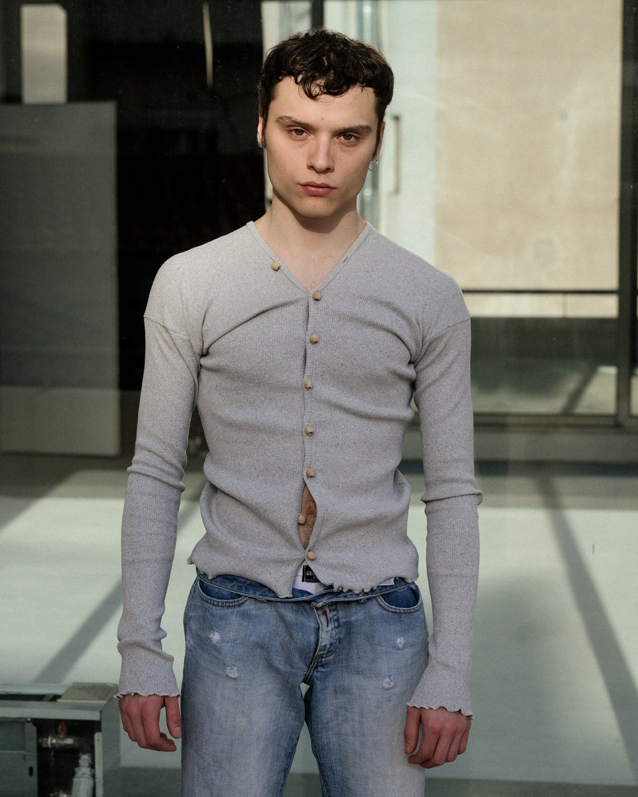 Tav Cardigan - Recycled Cotton - Grey Melange