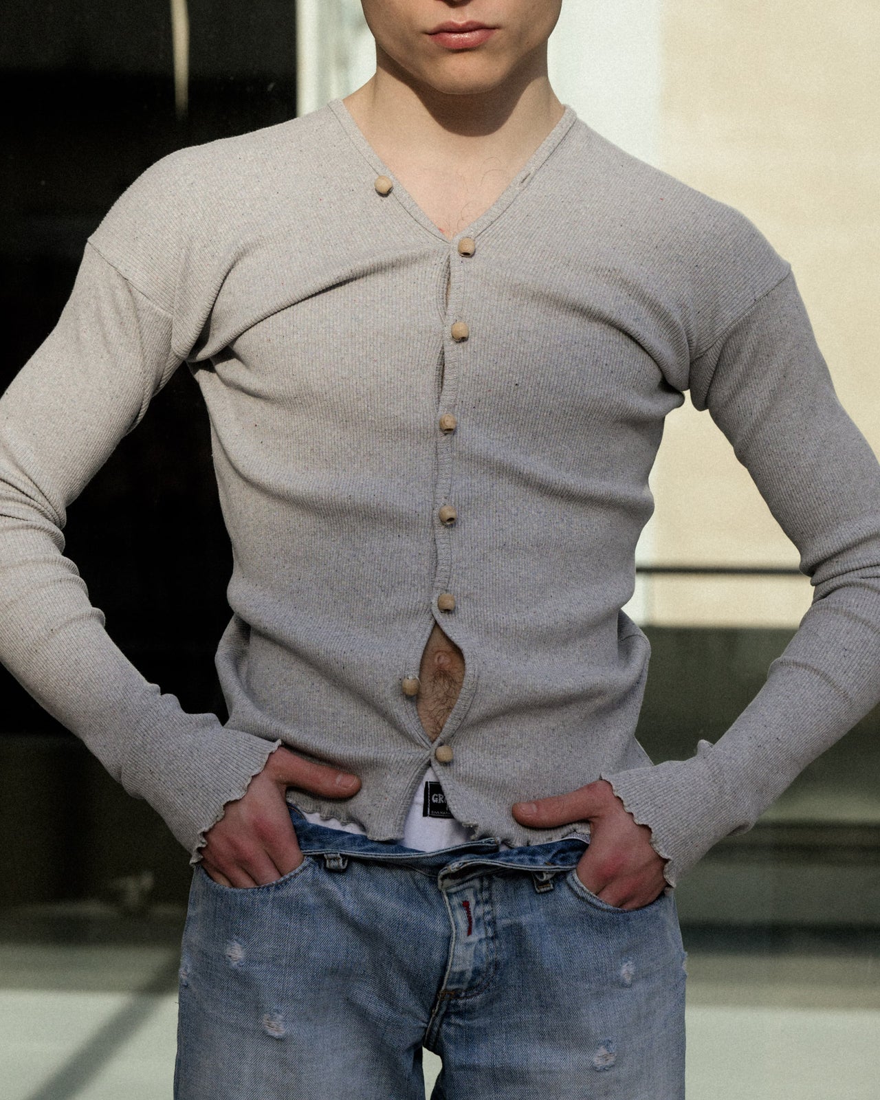 Tav Cardigan - Recycled Cotton - Grey Melange