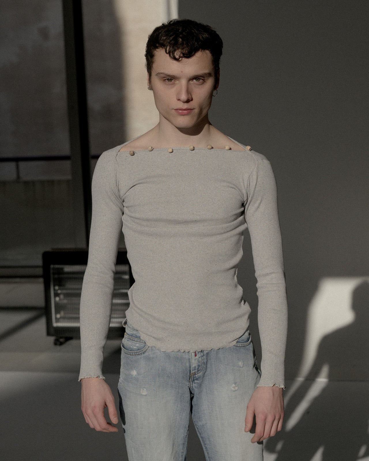 Tav Long Sleeve Tee - Recycled Cotton - Grey Melange