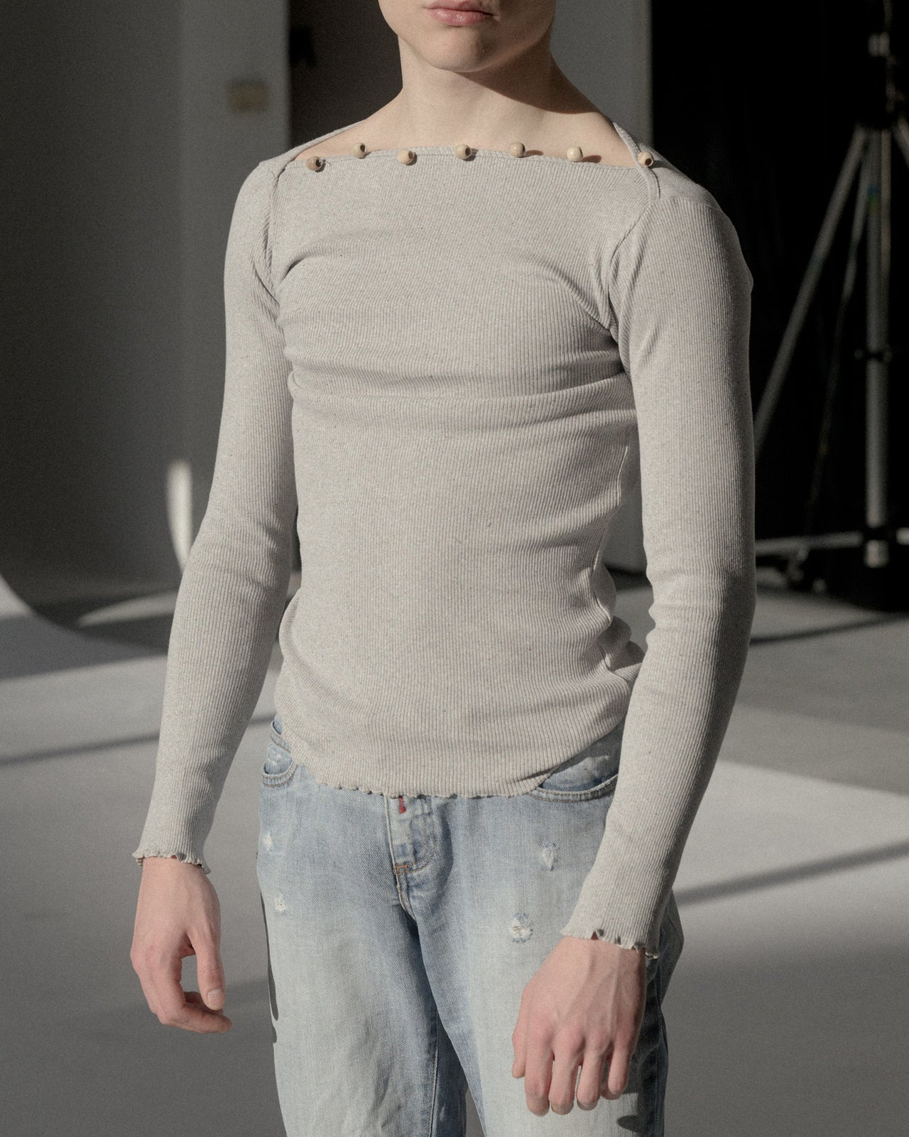 Tav Long Sleeve Tee - Recycled Cotton - Grey Melange