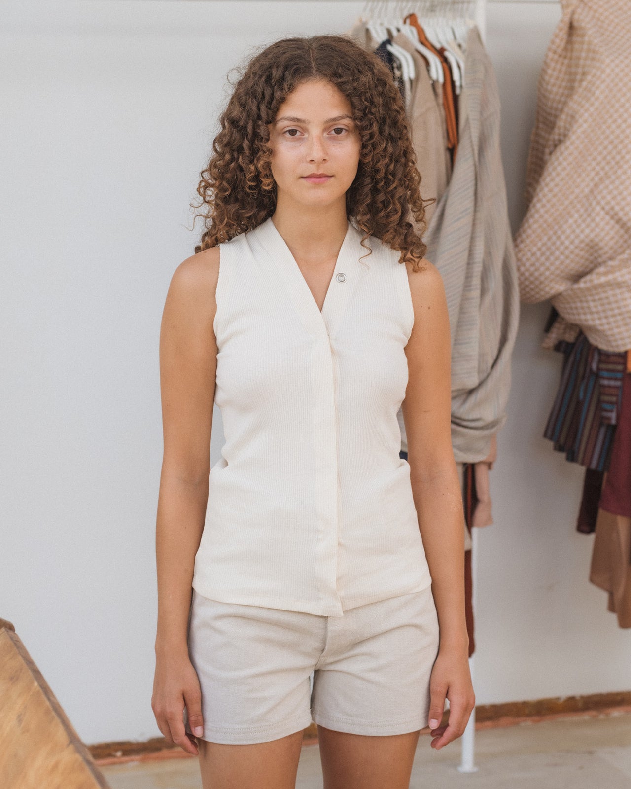 Tav Tank Snaps - Recycled Cotton Rib - Undyed