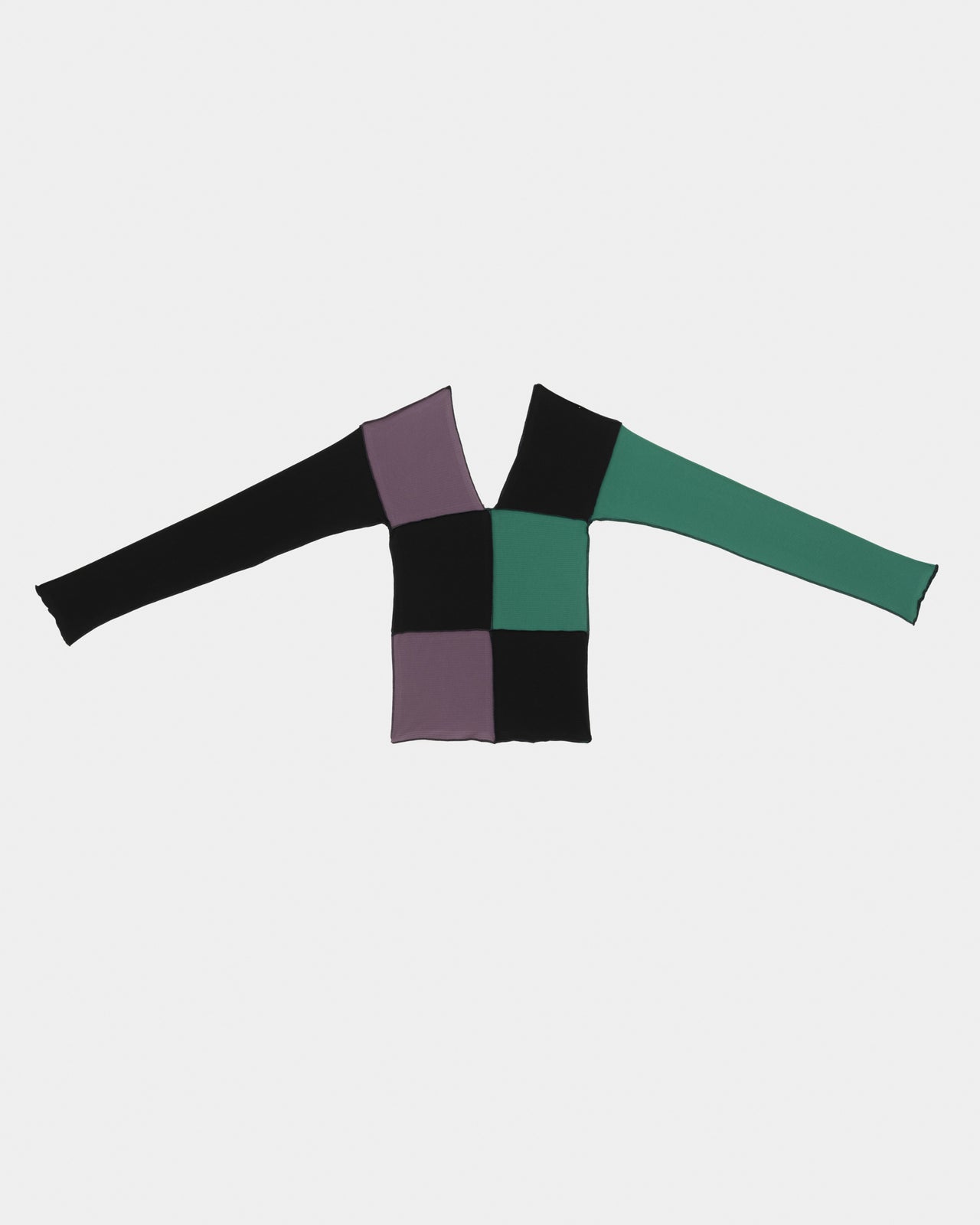 Teak Long Sleeve Tee - Organic Cotton Rib - Green / Navy / Purple