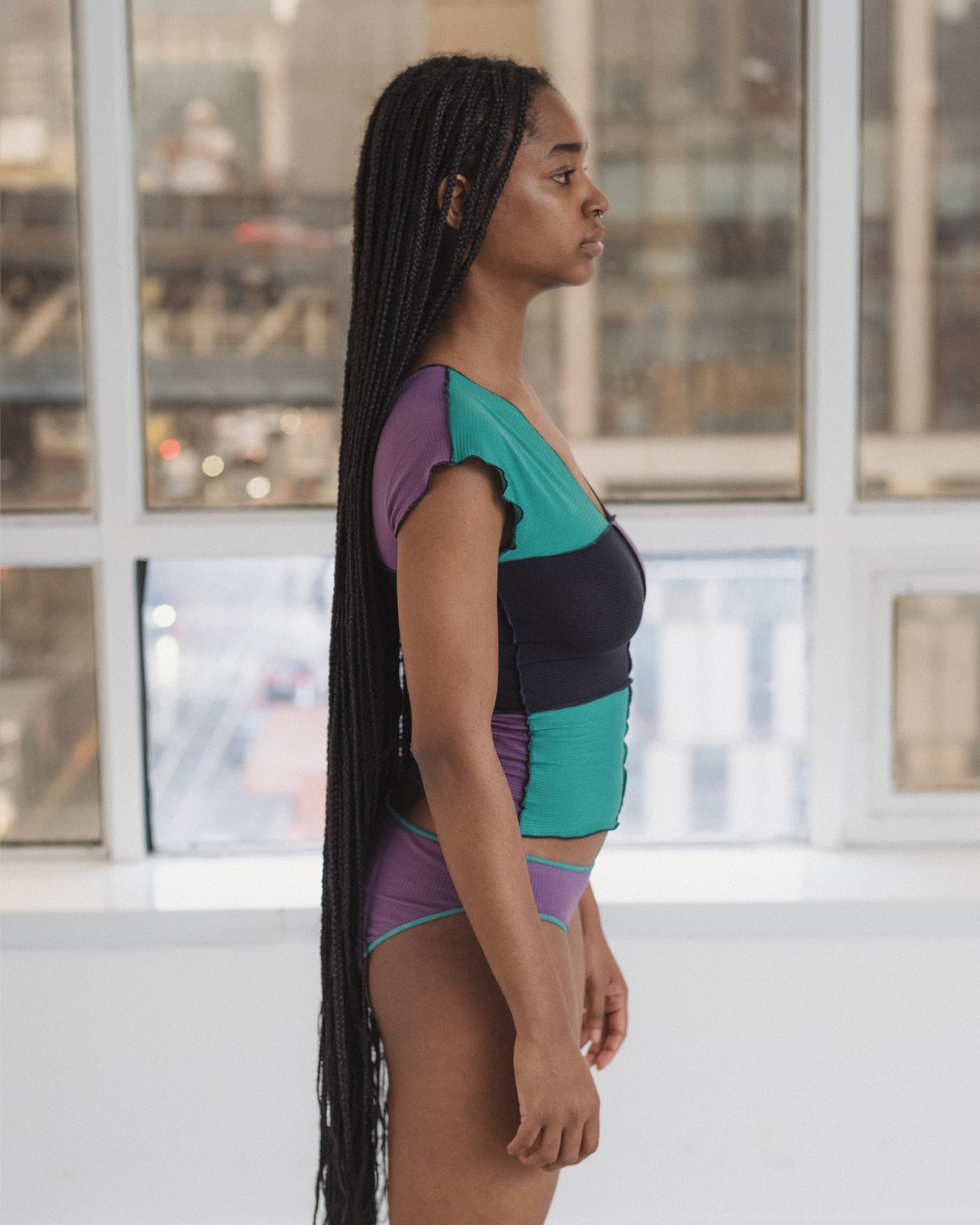 Teak Tank - Organic Cotton Rib - Green / Navy / Purple