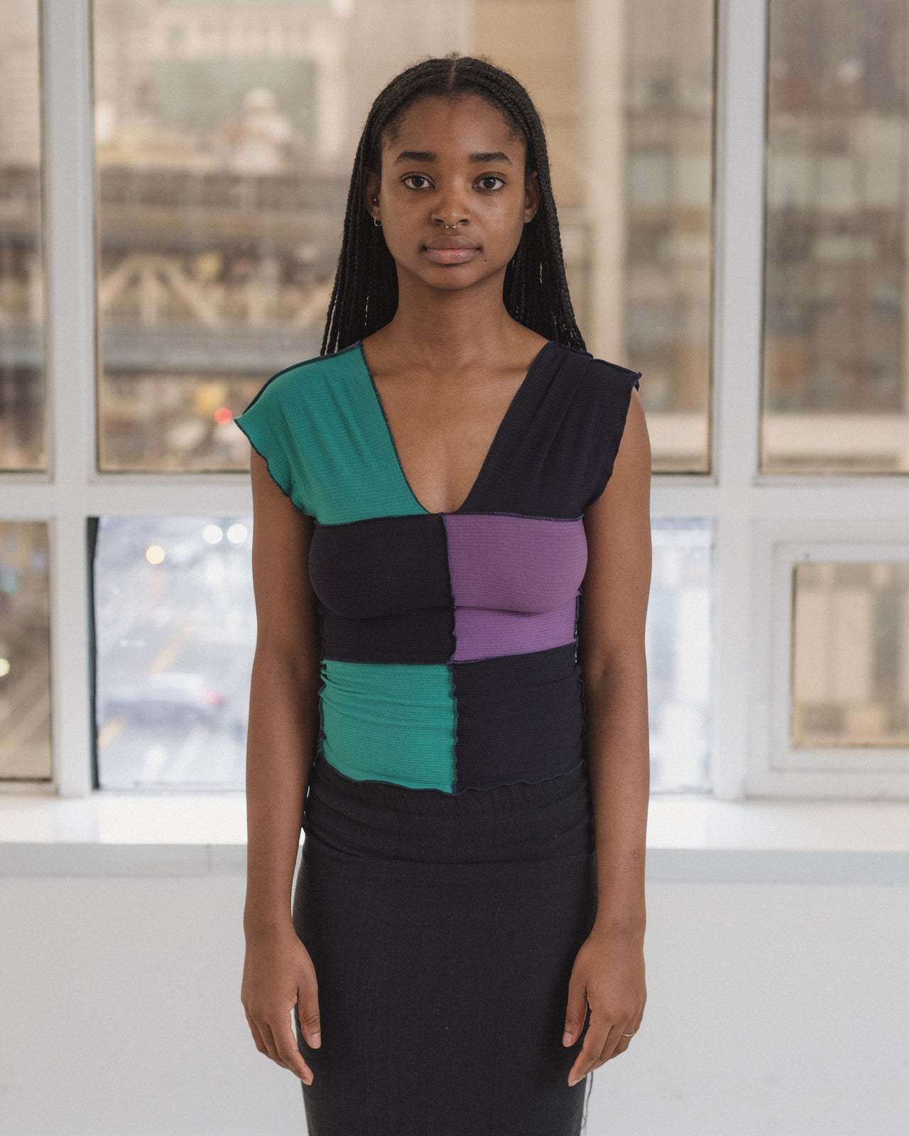 Teak Tank - Organic Cotton Rib - Green / Navy / Purple