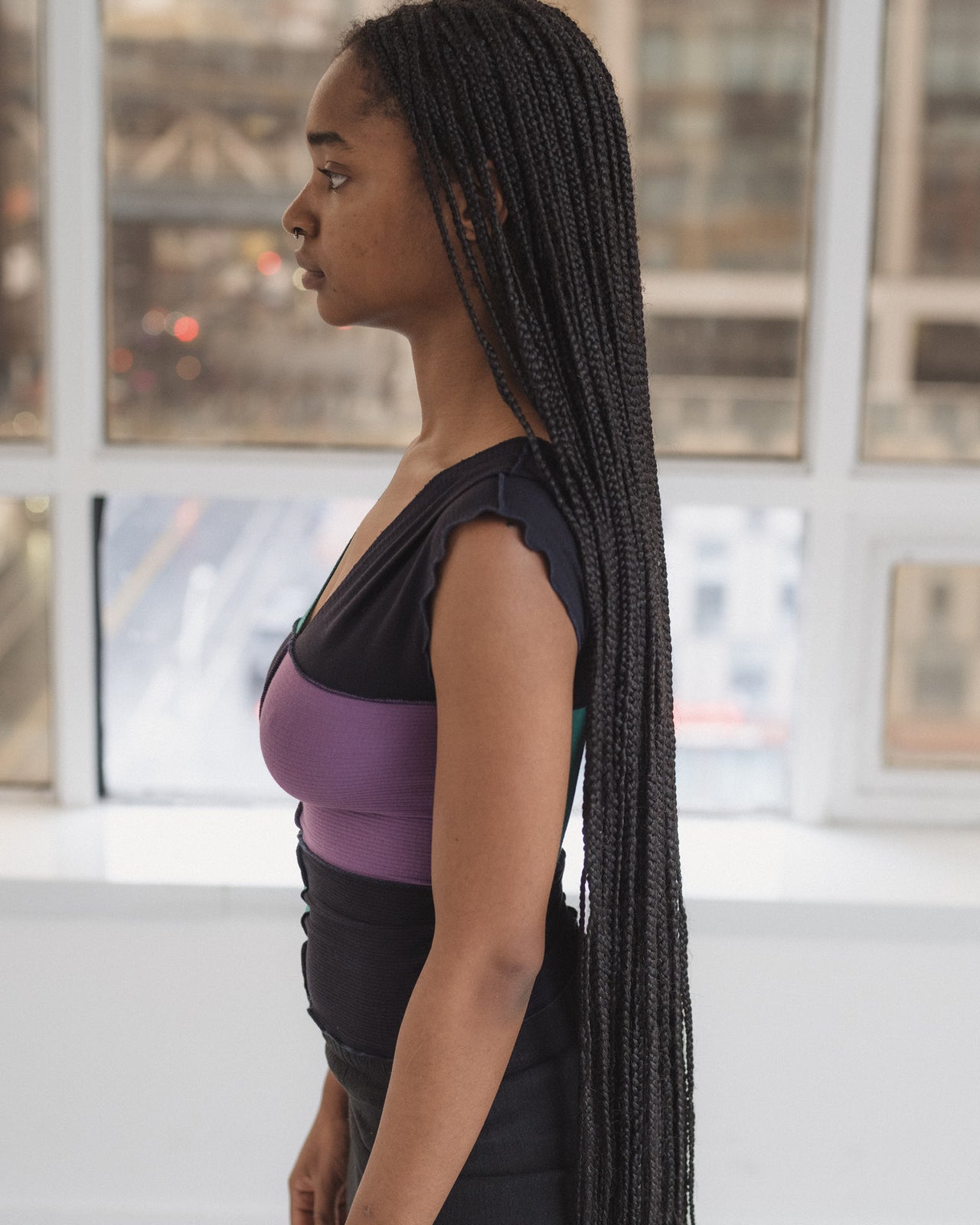 Teak Tank - Organic Cotton Rib - Green / Navy / Purple