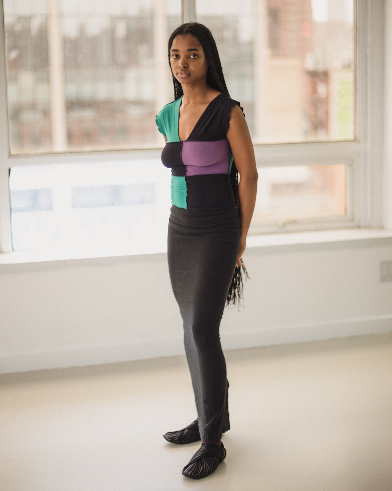 Teak Tank - Organic Cotton Rib - Green / Navy / Purple