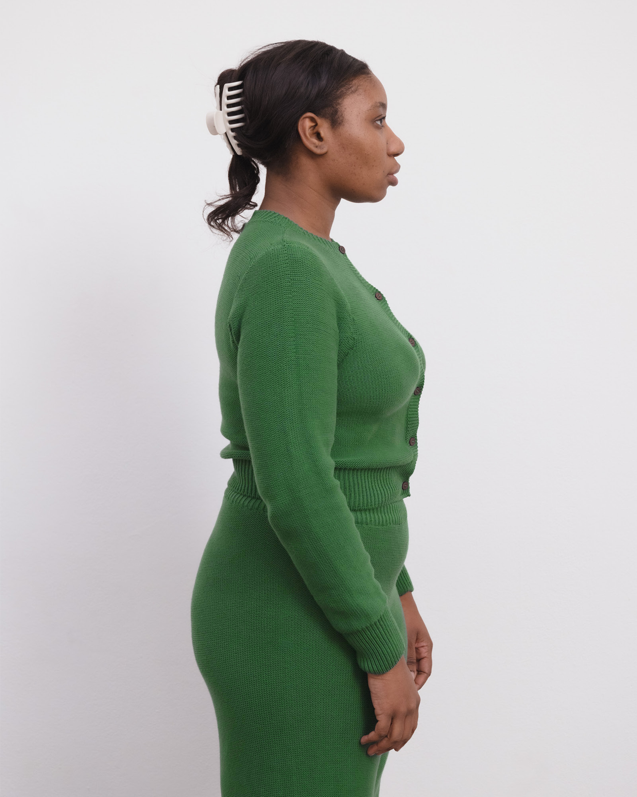 Tier Cardigan - Organic Cotton Knit - Calla Green