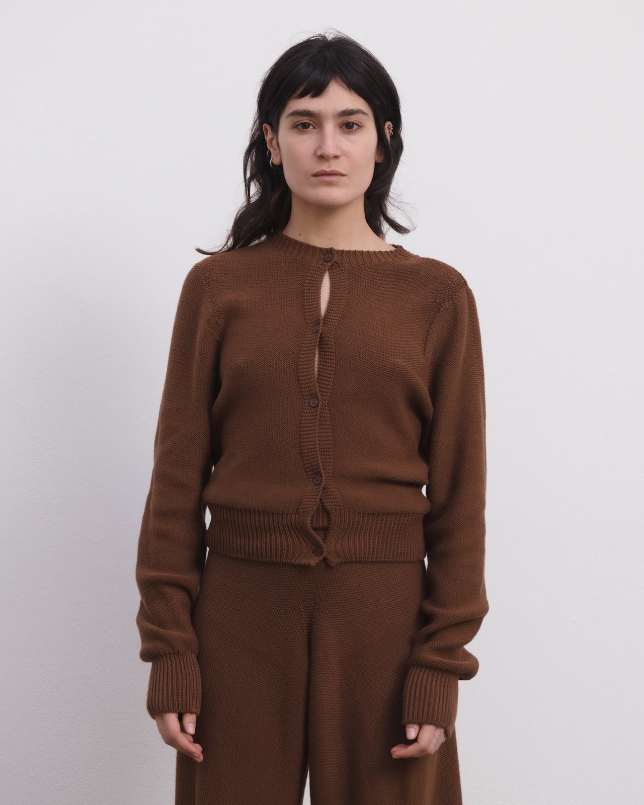 Tier Cardigan - Organic Cotton Knit - Nocciola Brown