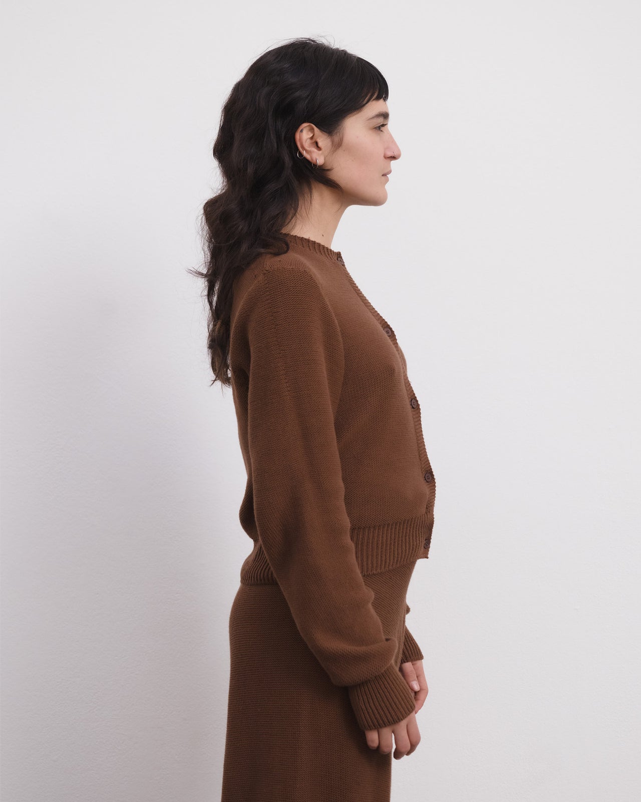 Tier Cardigan - Organic Cotton Knit - Nocciola Brown
