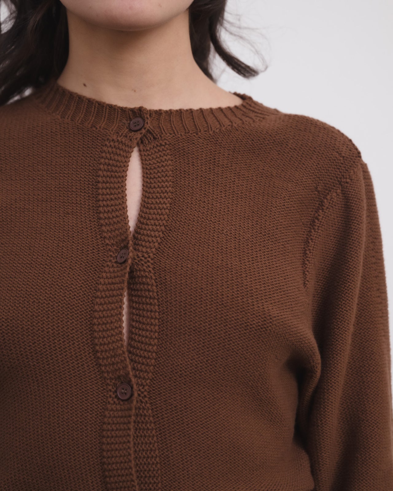 Tier Cardigan - Organic Cotton Knit - Nocciola Brown