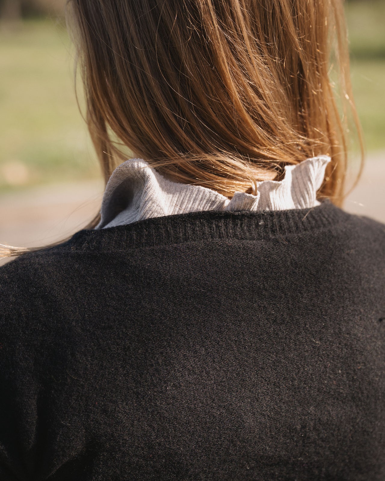 Tier Cardigan - Recycled Cashmere - Black with Wooden Buttons