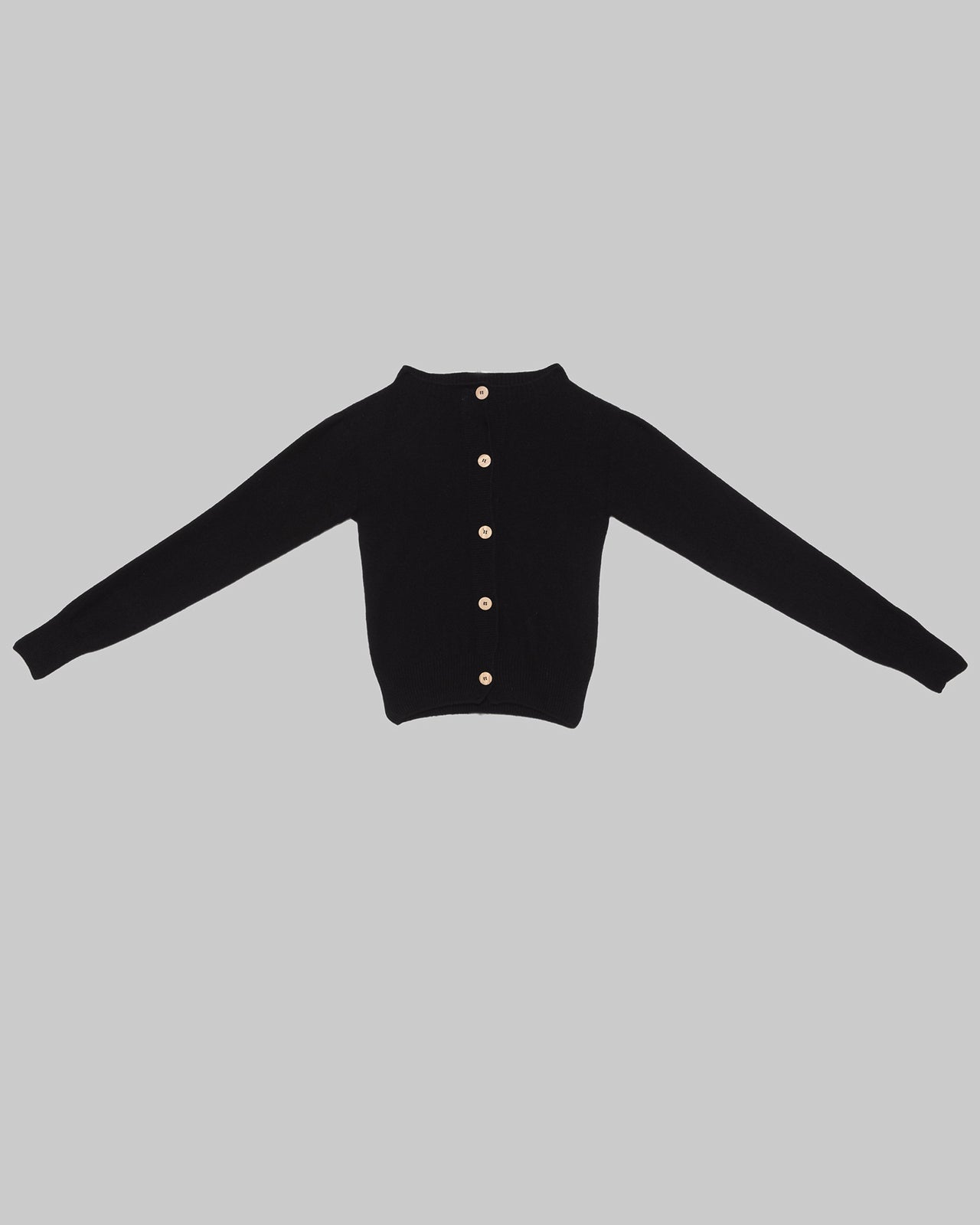Tier Cardigan - Recycled Cashmere - Black with Wooden Buttons