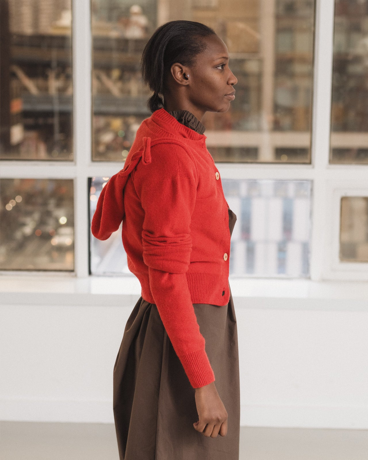 Tier Cardigan - Recycled Cashmere - Melograno Red