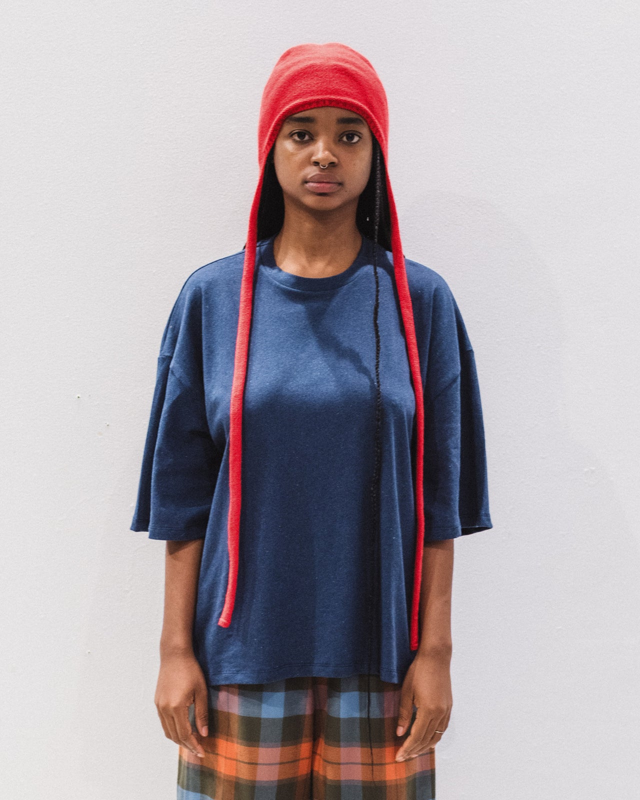 Tier Hood - Recycled Cashmere Rib - Melograno Red