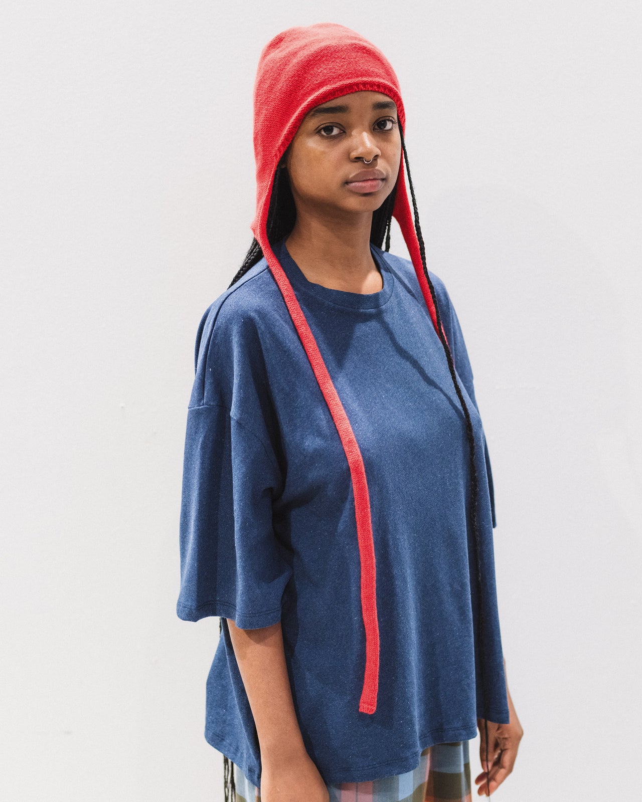 Tier Hood - Recycled Cashmere Rib - Melograno Red