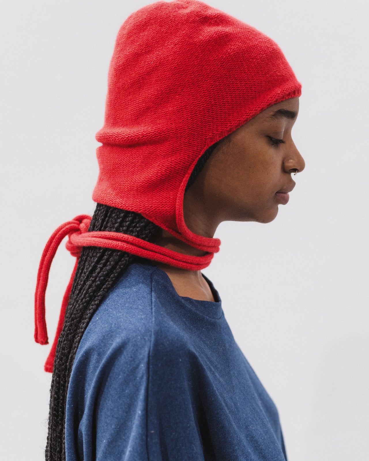 Tier Hood - Recycled Cashmere Rib - Melograno Red
