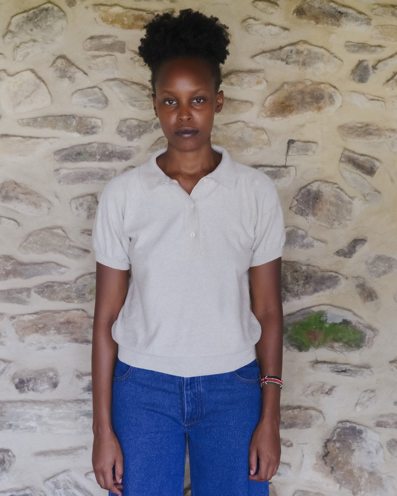 Tier Polo Short Sleeve - Organic Cotton Knit - Grey Melange