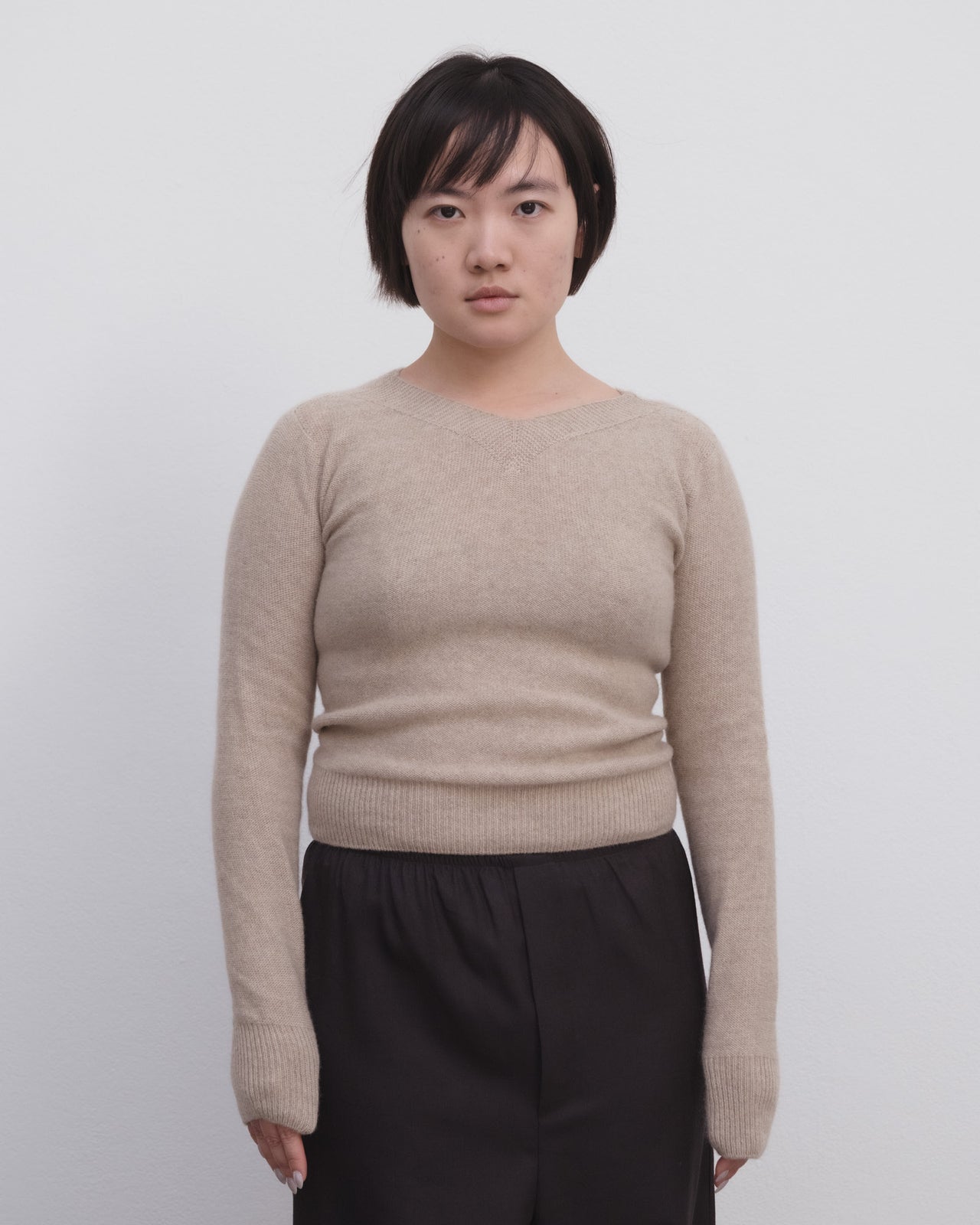 Tier V Neck - Recycled Cashmere - Camel