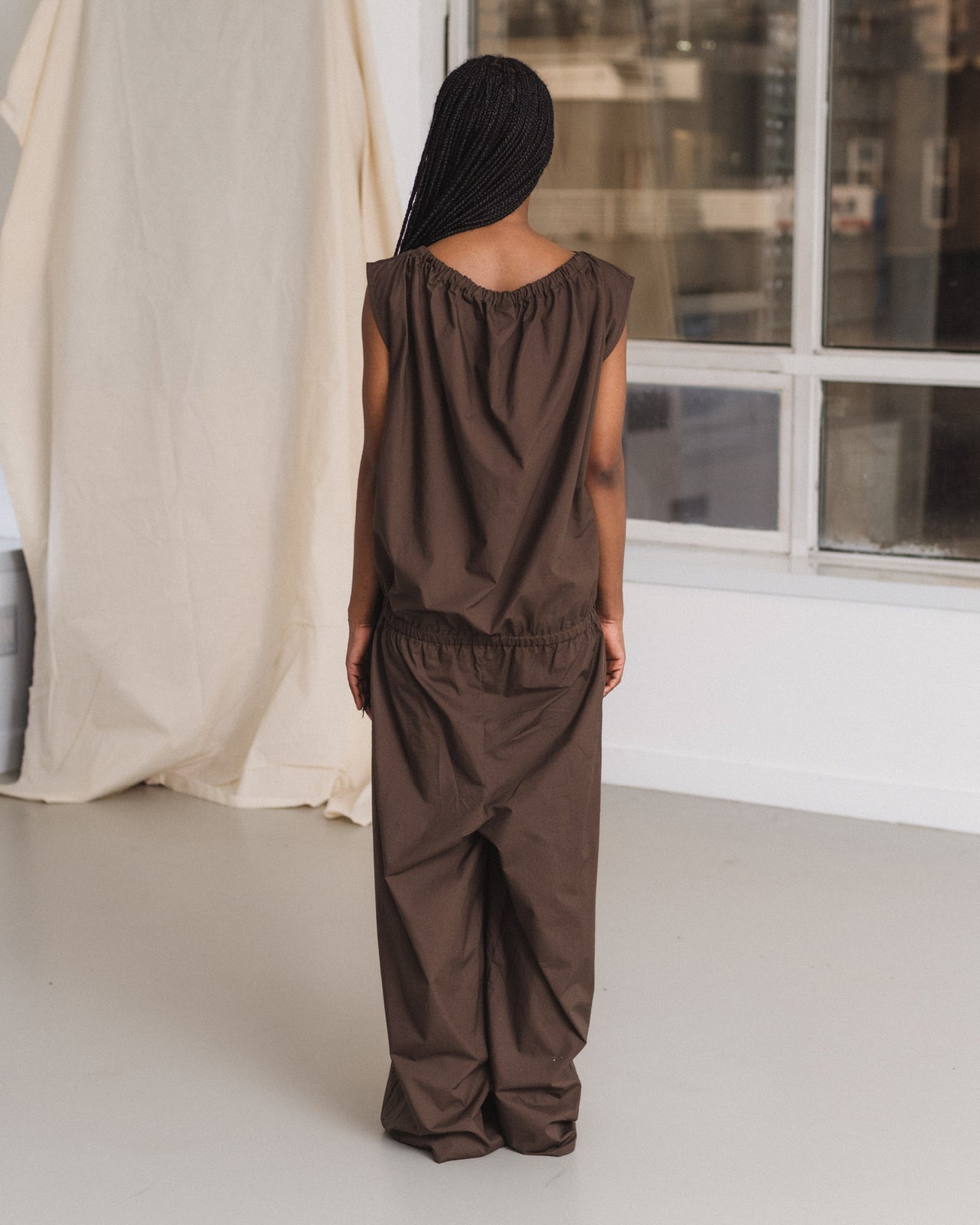 Tin Jumpsuit - Organic Cotton Poplin - Mara Brown