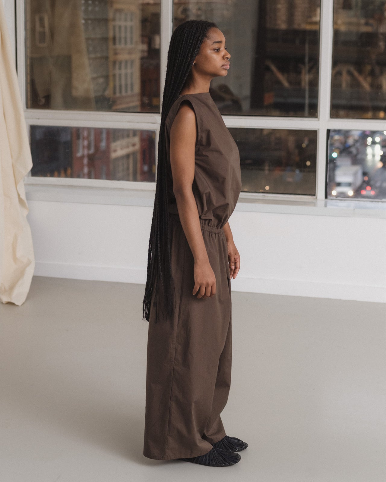 Tin Jumpsuit - Organic Cotton Poplin - Mara Brown