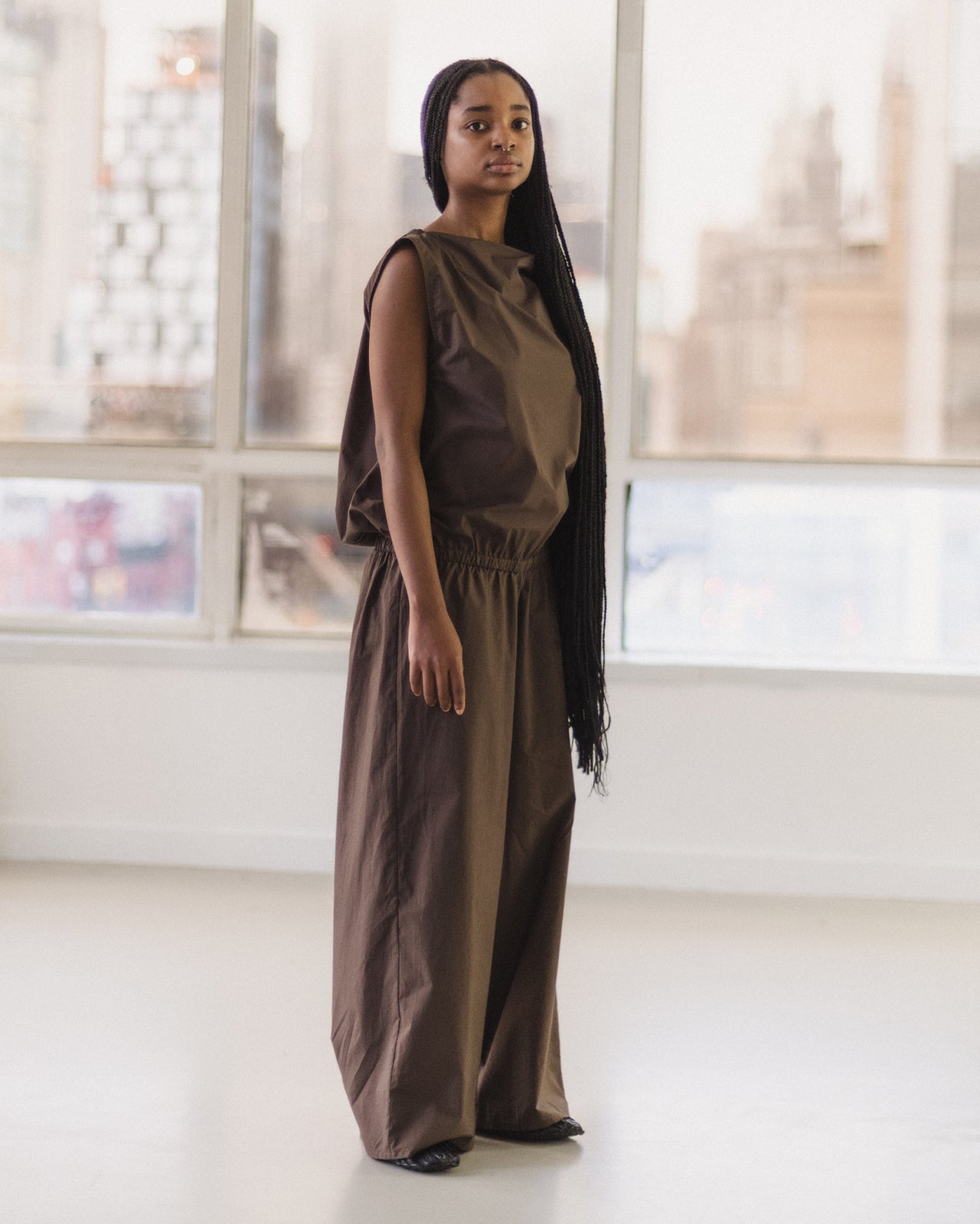 Tin Jumpsuit - Organic Cotton Poplin - Mara Brown