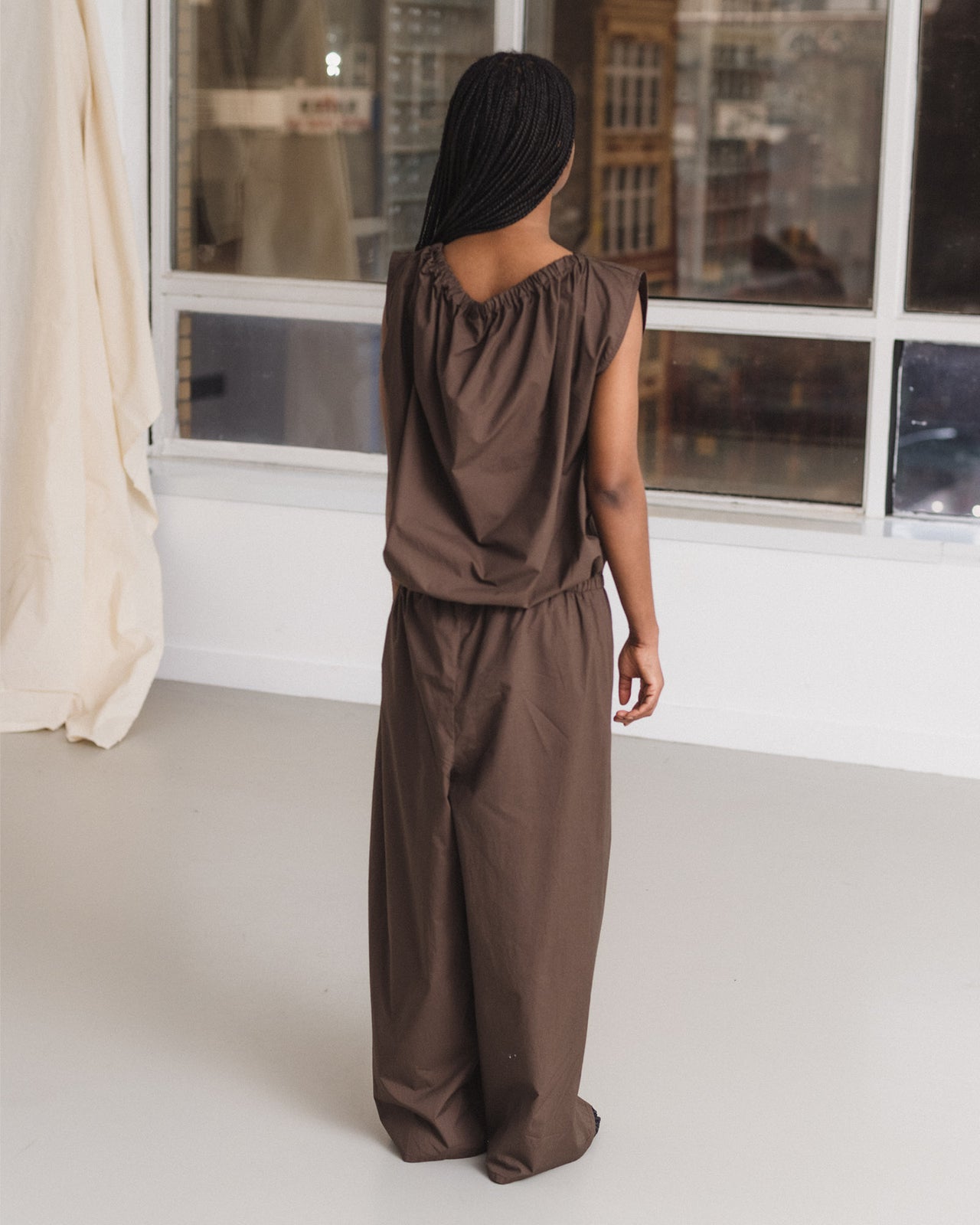 Tin Jumpsuit - Organic Cotton Poplin - Mara Brown
